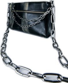 Leather Shoulder Bag With Chain Link For Everyday, Leather Chain Link Shoulder Bag For Everyday, Edgy Rectangular Shoulder Bag With Chain Strap, Leather Chain Link Bag For Everyday Use, Edgy Shoulder Bag With Chain Strap, Edgy Shoulder Bag With Chain Strap For Everyday, Statement Bag, Chain Bag, Zipper Pulls