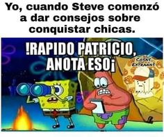 an image of spongebob with caption in spanish