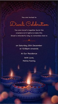 Modern Diwali Party Invitation Card for WhatsApp Diwali Graphics, Hotel Creatives