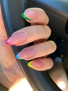 Multicolored Nails, Nail Vinyls, Simple Gel Nails, Blush Nails, Vacation Nails, Bright Nails, Ideas Nails, Short Nail Designs, Nails Inspo