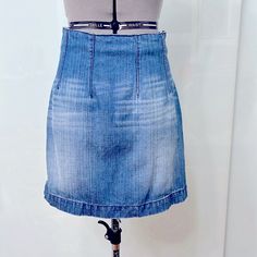 Never Worn, Washed. It Runs Small. Waist ~26-26.5” Length 16” Made In Italy 100% Cotton. Non-Stretchy Distressed Denim Blue Cotton Skirt, Denim Blue Button-up Cotton Skirt, Medium Wash Cotton Denim Skirt Knee-length, Knee-length Dark Wash Cotton Denim Skirt, Non-stretch Blue Cotton Denim Skirt, Skirt, Denim Skirt, Womens Skirt, Italy