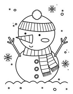 a black and white drawing of a snowman