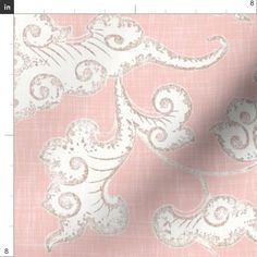 a pink and white wallpaper with an elephant design on it's back side