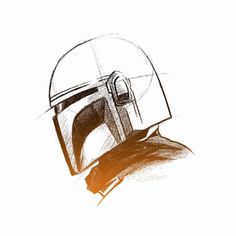 a drawing of a helmet on a white background