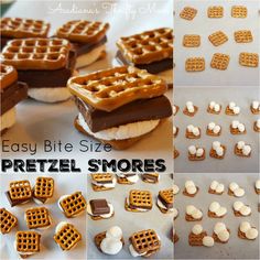 the process for making pretzel s'mores is shown