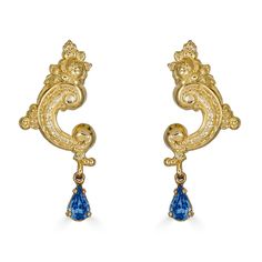 *PRE-ORDER* BAROCCA SAPPHIRE EARRINGS Italian Earrings, Dress Reference, Italian Gold Jewelry, Chinese Dolls, Luxury Hair Accessories, Bridal Handbags, Italian Baroque, Headpiece Jewelry, Closet Remodel