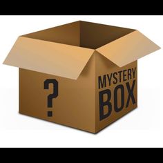 an open box with the word mystery on it and a question mark in the middle