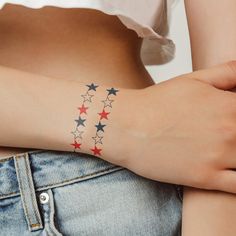 Patriotic Stars Bracelet Temporary Tattoo 6 in x 1.5 in Fourth Of July Pool Party, Stars Bracelet, Love America, Patriotic Stars, Star Bracelet, Temporary Tattoos, Temporary Tattoo, Pool Party, Fourth Of July