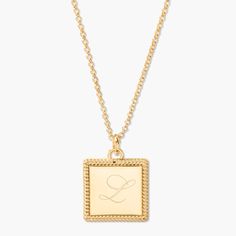 Capture a special moment forever with the Kenzie Pendant! Each pendant is engraved with a personalized initial or monogram for a truly unique keepsake. Wear your memories on your neck and keep them close. Create something truly special today. Available in 14k gold plated Pendant measures 5/8" by 5/8" 20" oval cable chain with 2" extender Lobster claw closure Protected with an anti-tarnish barrier With engraving this item is FINAL SALE SKU: BYN1417 Personalized Initial Pendant Jewelry For Formal Occasions, Classic Personalized Medallion Jewelry, Classic Gold Initial Necklace For Formal Occasions, Anniversary Jewelry With Initial Pendant, Elegant Personalized Initial Necklace For Formal Occasions, Elegant Nameplate Initial Necklace For Anniversary, Classic Formal Name Necklace With Initials, Classic Formal Initial Necklace, Classic Yellow Gold Initial Necklace For Anniversary