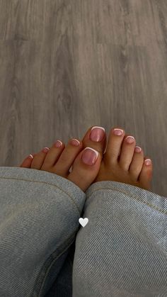 Gel Pedicure French Tip, Modern French Tip Pedicure, Modern French Pedicure, Toe Manicure Ideas, Glazed Pedicure, French Tip On Toe Nails, Gel French Tip Toes, Gel X Toe Nails, French Nail Pedicure