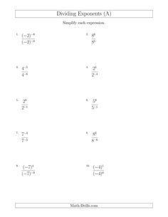 the worksheet for dividing exponents with numbers and fraction symbols on it