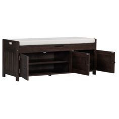 an entertainment center with two drawers and a mattress