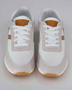 top view stock shot of tan/nude street sneakers Sporty Sneakers With Elastic Laces For Everyday, Everyday Lace-up Sneakers With Elastic Laces, Cream Sneakers, Grace And Lace, Street Sneakers, By Grace, Designer Sneakers, Top View, Life Size