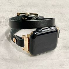 10mm High Quality Black Genuine Leather Bracelet with Gold Accents. Gorgeous Design Slim Leather Jewelry Tailored to Perfection. Designed And Handmade by Simeon D Jewelry Studio. This Bracelet Fits ALL Apple Watch Series. Please Measure Your Wrist Before Submitting Your Order! Not For Other Models. Apple Watch Is NOT Included. Let's be Friends! Follow my Studio on Social Media Instagram @simeondjewelry Pinterest @simeondjewelry Facebook @simeondjewelrystudio Adjustable Rectangular Leather Bracelet In Luxury Style, Luxury Adjustable Rectangular Leather Bracelet, Black Adjustable Rectangular Watch Bands, Classic Adjustable Leather Apple Watch Band, Luxury Black Adjustable Apple Watch Band, Adjustable Black Bracelet Strap Watch Bands, Luxury Adjustable Black Apple Watch Band, Luxury Adjustable Black Band Bracelet, Adjustable Modern Black Wristband