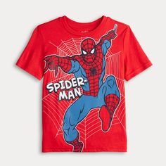 He'll love his web-slinging style in this Boys 4-12 Jumping Beans® Spider-Man Graphic Tee. He'll love his web-slinging style in this Boys 4-12 Jumping Beans® Spider-Man Graphic Tee. FEATURES Jersey knit construction Crewneck Short sleevesFABRIC & CARE Cotton, polyester Machine wash ImportedSUSTAINABILITY FEATURES Sourced through Better Cotton Initiative™ Supports more sustainable cotton farming Size: 7. Color: Dark Red. Gender: male. Age Group: kids. Material: Polyester|Cotton. Shoes Guide, School Hall, Cotton Farming, Jumping Beans, Toddler Sizes, Mens Graphic Tee, Dark Red, Superman, Knit Jersey