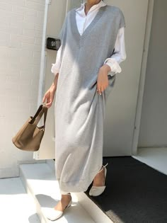 567339 Long Top Dress, Mode Hijabi, Slim Fit Sweater, Sleeveless Sweater Dress, Long Knitted Dress, Long Sweater Dress, Solid Sweaters, Turtleneck Sweater Dress, Sleeveless Long Dress