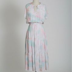 New Size M Pastel Baby Blue And Pink White Pastel Tie Dye, Dye Dress, Tie Dye Dress, Blue And Pink, Anthropologie Dresses, Baby Blue, Pink White, New Dress, Anthropologie