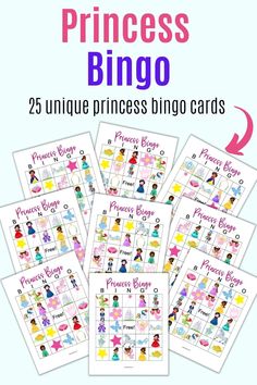 Tet princess bingo  - 25 unique princess bingo cards Princess Bingo Printable Free, Disney Princess Bingo Printable Free, Fairy Tale Bingo Free Printable, Fairytale Bingo Free, Royal Princess Birthday Party Games, Spa Bingo Printable Free, Art Bingo Free Printable, Princess Games Party, Princess Party Craft Ideas