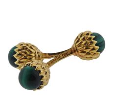 Tiffany & Co Schlumberger Malachite Gold Acorn Cufflinks - Oak Gem Formal Malachite Jewelry With Polished Finish, Jean Schlumberger, Malachite Stone, Gold Cufflinks, Tiffany And Co, Tiffany & Co., Cufflinks, 18k Gold, Yellow Gold