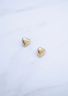 ⟡ 18mm gold filled heart studs Classic Gold Heart Earrings For Anniversary, Classic Gold-plated Heart Earrings, Classic Heart-shaped Gold Plated Earrings, Classic Heart-shaped Gold-plated Earrings, Gold Minimalist Heart Earrings For Everyday, Gold Plated Heart Earrings As Gift, Gold Heart Earrings With Heart Detail, Gold-plated Heart Earrings For Gift, Gold Plated Heart Earrings For Gift