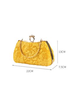 Material: Polyester Size: 22*7.5*13cm Recitation: Hand held/ Hand held/One shoulder/Cross body There is an error of 2-3 centimeters in measuring the length, width, and height of the product manually. Elegant Yellow Formal Box Bag, Elegant Formal Yellow Box Bag, Elegant Yellow Box Bag For Formal Occasions, Yellow Party Shoulder Bag With Chain Strap, Yellow Shoulder Bag With Chain Strap For Party, Elegant Yellow Clutch Shoulder Bag, Formal Yellow Shoulder Bag With Chain Strap, Party Bags With Chain Strap In Yellow, Yellow Evening Shoulder Box Bag