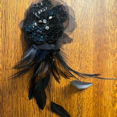 Black Feather And Swarovski Crystal Hair Fascinator. Never Worn Non Smoking Home Chic Black Hair Accessories For Evening, Black Feather Hair Accessories For Party, Black Feathered Hair Accessories For Party, Elegant Black Feather Hair Accessories, Elegant Black Hair Accessories With Feathers, Fascinator Hairstyles, Black Feathers, Crystal Hair, Fascinator