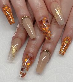 Orange Nail, Cute Nails For Fall, Fall Nail Art, Fall Nail