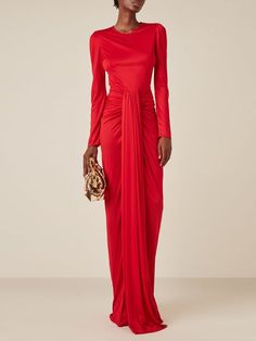 Gala Floor-length Maxi Dress, Chic Maxi-length Ruched Gown, Chic Maxi Length Ruched Gown, Ruched Maxi Dress For Wedding, Ruched Maxi Dress For Gala, Floor-length Ruched Midi Dress For Gala, Fitted Floor-length Maxi Dress For Dinner, Chic Floor-length Evening Gown, Elegant Ruched Maxi Length Evening Gown