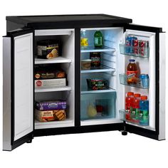 an open refrigerator with its doors wide open