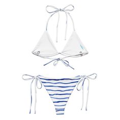 Set Sail in Style with the Nautical Navy Recycled String Bikini! Channel classic maritime elegance with the Nautical Navy Recycled String Bikini. The deep blue stripes embody the timeless spirit of sailing and ocean adventures. Made from recycled polyester with a double-layer front and UPF 50+ protection, this bikini offers both durability and eco-friendliness. The adjustable ties and removable padding ensure a comfortable, custom fit, while sizes up to 6XL accommodate all body types. Perfect fo Summer Celebration, Set Sail, Navy Stripes, Upf 50, Deep Blue, Mens Summer, Womens Swimwear, Custom Fit, Summer Collection