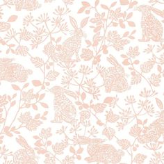 Wallpaper Botanical Bunnies Peel & Stick Wallpaper // Pink Pale Pink Wallpaper, Wallpaper For Bedroom, Graphic Rug, Mirror Artwork, Wall Art Wallpaper, York Wallcoverings, Wallpaper Pink, Bunny Designs, Rectangle Mirror