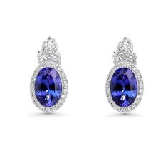 10.55 Cts Tanzanite and White Diamond Earring in 14K White Gold Elegant Tanzanite Formal Earrings, Elegant Tanzanite Earrings For Formal Occasions, Formal Tanzanite Earrings In Fine Jewelry Style, Formal Oval Tanzanite Earrings, Elegant Tanzanite Earrings With Brilliant Cut, Formal Tanzanite Gemstone Earrings, Tanzanite Gemstone Earrings For Formal Occasions, Classic Tanzanite Earrings For Anniversary, Classic Tanzanite Gemstone Earrings