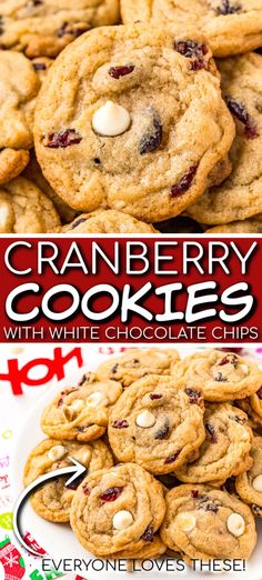 cranberry cookies with white chocolate chips are the perfect treat for christmas and everyone loves these