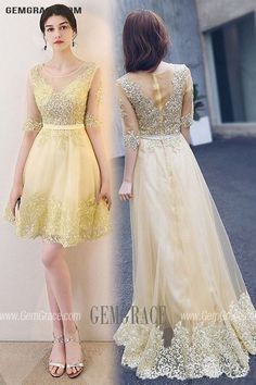 10% off now|Free shipping world-wide. Gorgeous Gold Short Tulle Homecoming Party Dress With Sheer Sleeves at GemGrace. Click to learn our pro custom-made service for wedding dress, formal dress. View #HomecomingDresses for more ideas. Gold Tulle Evening Dress For Prom, Gold Tulle Evening Dress For Formal Occasions, Elegant Gold Tulle Evening Dress, Fitted Gold Evening Dress For Homecoming, Spring Wedding Gold Evening Dress, Gold Tulle Dresses For Prom Season, Gold Tulle Dress For Spring, Gold Evening Dress For Homecoming, Gold Evening Dress For Summer Wedding