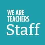 the words we are teachers staff on a blue background with white lettering that reads, we are teachers staff