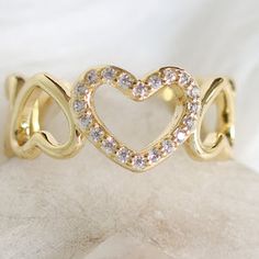 Bonnie Heart Row Ring – Love Stylize Adjustable Gold Heart Ring For Valentine's Day, Adjustable Gold Heart Ring, Adjustable Gold Heart Cut Rings, Gold Adjustable Heart Cut Rings, Gold Plated Heart Shaped Ring, Adjustable Heart Shaped Gold Ring, Adjustable Double Heart Gold Ring, Monique Heart, Lion Necklace