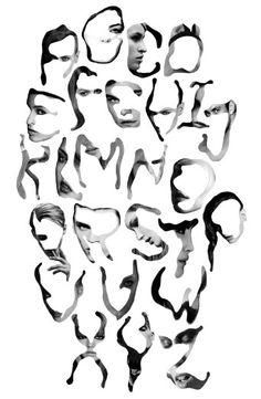 an abstract black and white image of many faces with different shapes in the shape of people's heads