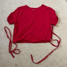 Never Worn Hollister Tie Top Baby Tee Size Large Bin #4 Red Crop Top T-shirt For Summer, Red Casual Crop Top, Red Cotton Crop Top, Red Lace Tank Top, 70’s Style, Hollister Hoodie, Hollister Tops, Lace Tank Top, Tie Top