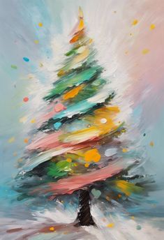 Abstract Christmas Tree Oil Painting I Art Print Christmas Trees Watercolor Painting, Acrylic Holiday Paintings, Christmas Paintings Ideas On Canvas, Christmas Theme Canvas Painting, White Christmas Tree Painting, Christmas Paintings Abstract, Abstract Painted Christmas Ornaments, Acrylic Painting Christmas Tree, Oil Christmas Painting