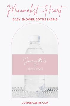 baby shower bottle label with the words mommy's heart in pink and white on it