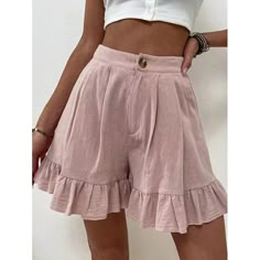 Season:Summer; Fabric:Cotton Blend; Gender:Women's; Style:Casual Daily; Elasticity:Micro-elastic; Occasion:Going out,Weekend; Fit Type:Regular Fit; Function:Breathability,Comfortable; Pattern:Plain; Design:Wide Leg,Ruffle; Pants Type:Shorts; Front page:FF; Listing Date:03/27/2024; Production mode:External procurement; Hips:; Length:; Waist:; Fit US Size:; Fit UK Size:; Fit EU Size:; Pants Length:Short; Print Type:non-printing Go Greek, Maxi Skirt Outfits, School Fit, Casual Chique, Black Pants Casual, High Waist Fashion, Women Shorts, Ruffle Shorts, Loose Shorts