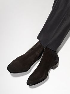 Shop Saint Laurent Wyatt 30mm suede Chelsea boots with Express Delivery - FARFETCH Ysl Chelsea Boots Men, Saint Laurent Chelsea Boots Men, Brown Suede Chelsea Boots Men Outfit, Saint Laurent Boots Men, Suede Chelsea Boots Men Outfit, Cowboy Chelsea Boots, Saint Laurent Chelsea Boots, Ysl Boots, Chelsea Boots Brown