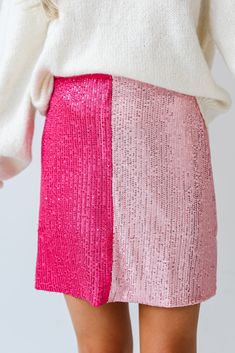 cute Fuchsia Color Block Sequin Mini SkirtFuchsia Color Block Sequin Mini Skirt Mini Skirt Cute, Sequin Mini Skirt, Sequin Mini Skirts, Fuchsia Color, Sequin Mini, Cute Skirts, In The Mood, Small Waist, The Mood