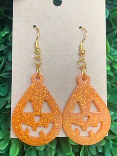 Epoxy resin handmade holiday earrings Halloween Teardrop Jewelry Gift, Jack O'lantern, Holiday Earrings, Holiday Earring, Handmade Holiday, Halloween Season, Wooden Jewelry, Jack O, Cute Earrings