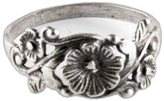 Vintage Silver Toe Ring With Flower Design, Vintage Flower Promise Ring, Adjustable Vintage Flower Shaped Jewelry, Classic Adjustable Flower Ring, Vine Ring, Silver Flower Ring, Nature Inspired Rings, Vintage Silver Rings, Ring Flower