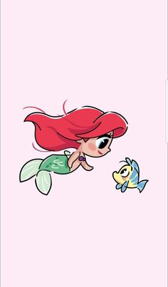 the little mermaid is playing with her fish