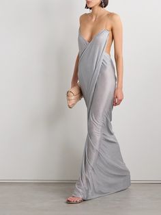 Magda Butrym Dresses, Prada Dresses, Structural Fashion, Gown Ideas, Wet Dress, Desert Chic, Wedding Party Outfits, Jersey Maxi Dress, Magda Butrym