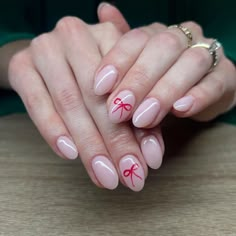 Lingerie Bows Bow Nail Designs, Bow Nail Art, Wine Nails, Foto Ideas Instagram, Short Acrylic Nails, Valentine's Day Nails, Valentines Nails, Holiday Nails