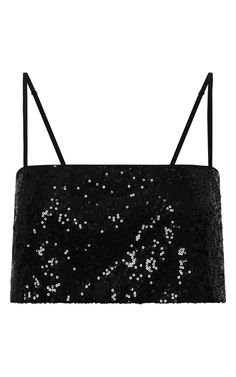 Elswyth Top - Strappy Sequin Crop Cami Top in Black Sequin Fitted Black Sequin Fabric For Summer, Party Tops With Sequins And Spaghetti Straps, Sequin Spaghetti Strap Crop Top For Night Out, Evening Crop Top With Sequins And Spaghetti Straps, Black Embellished Sequin Fabric For Summer, Sequin Spaghetti Strap Top For Evening, Evening Tops With Sequins And Spaghetti Straps, Black Sequin Fabric For Summer Evening, Fitted Crop Top With Adjustable Straps For Party