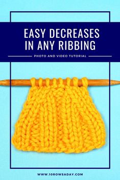 an orange knitted purse with text overlay that says easy degreases in any ribbing